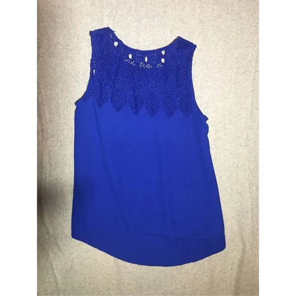 Womens Papermoon Stitch Fix Lace Blouse Tank Top Cobalt Blue Bold Romantic - Picture 5 of 5
